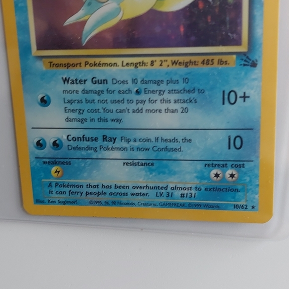 Rare Pokemon LAPRAS 10/62 1999 Jungle - Picture 3 of 11